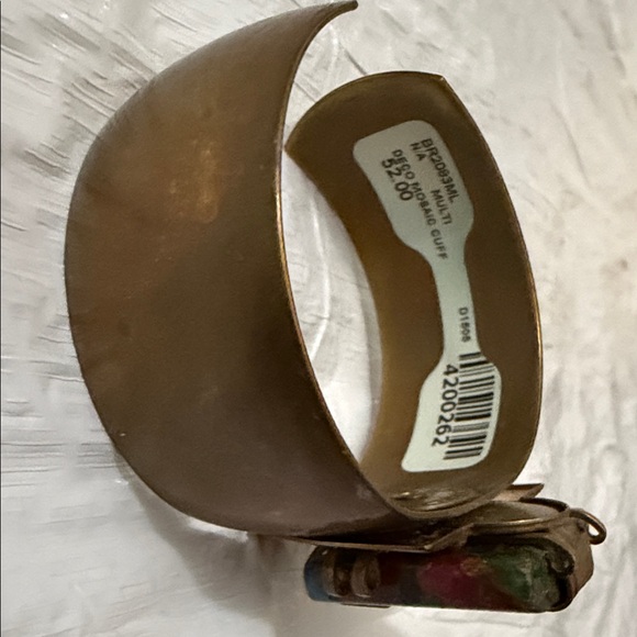 Artisan Brass Cuff Bracelet with Multicolor Stone - Picture 2 of 4